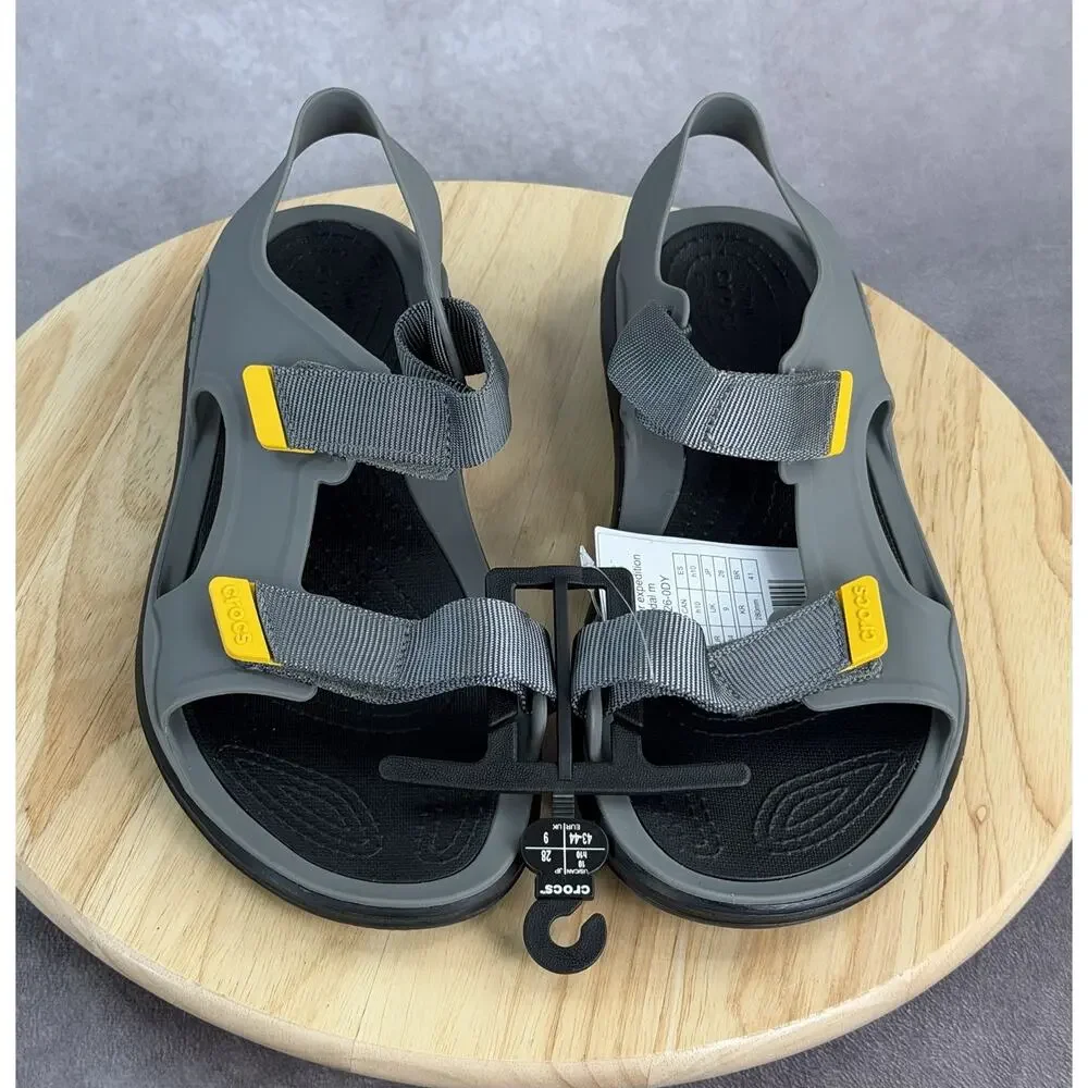 Men's Crocs Swiftwater Expedition Sandals Water Shoes Gray / Yellow Size 10